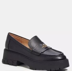 Coach Women's Ruthie Black Platform Loafers Size 10